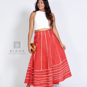 Beige and Black Brush-strokes Batik Wraparound Skirt