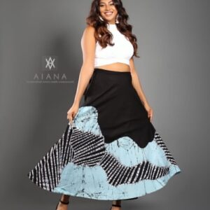 Ash and  Black Batik Wraparound Skirt