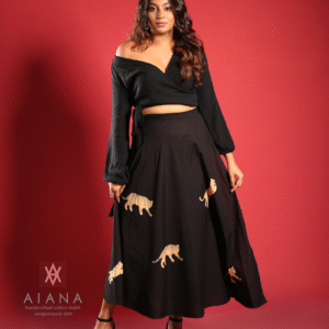 Tiger inspired Beige and Black Batik Wraparound Skirt
