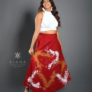 Maroon  Batik Wraparound Skirt
