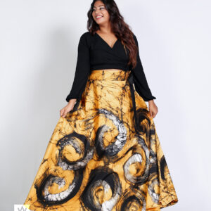 Handcrafted Batik Cotton Satin Flared Skirt by AIANA