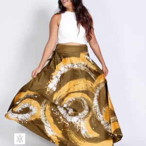 Handcrafted Batik Cotton Satin Flared Skirt by AIANA