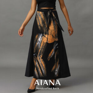 ““Golden Strata”” Handcrafted Batik Wraparound Skirt