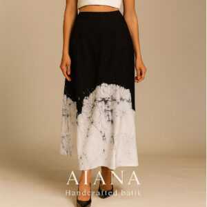 “Monochrome Tide”  -Handcrafted Batik Wraparound Skirt