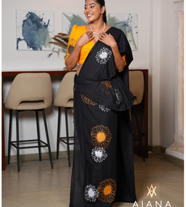 AIANA Handpainted Sun flower Saree