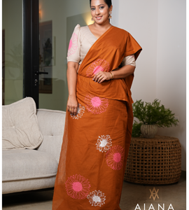 AIANA Handpainted Sun flower Saree