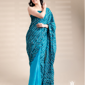 T Blue and Green Batik Saree