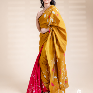 Pink Gold Batik Saree